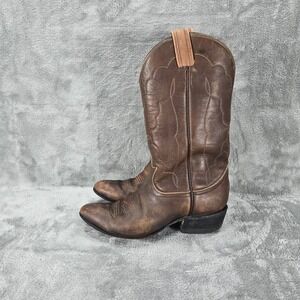Tony Lama Style 7044 Brown Leather Pull On Cowboy Boots Women's 6 C Vintage